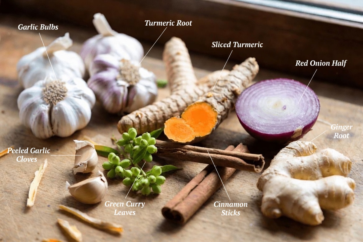 Discover This Easy Morning and After-Dinner Tea Blend with Garlic, Turmeric, Onion, Ginger, Cinnamon, and Guava Leaves