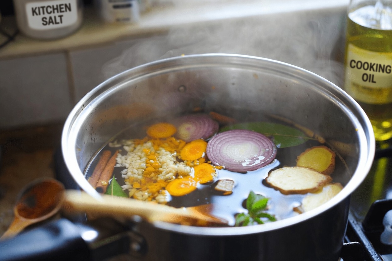 Discover This Easy Morning and After-Dinner Tea Blend with Garlic, Turmeric, Onion, Ginger, Cinnamon, and Guava Leaves