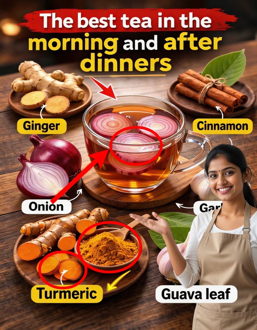 Discover This Popular Morning and After-Dinner Tea Recipe with Ginger, Turmeric, Onion, Garlic, Cinnamon and Guava Leaf