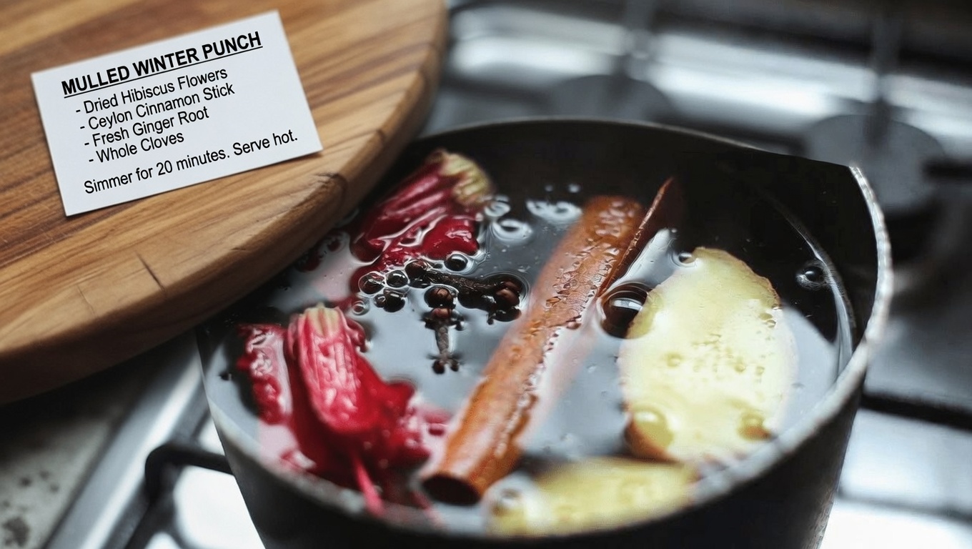 Discover the Comforting Ritual of Spiced Hibiscus Tea with Ginger, Cinnamon, Cloves, and Lemon