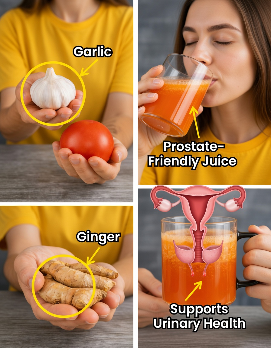 Natural Drink to Support Prostate Health After 40: The Powerful Garlic–Tomato–Turmeric Blend