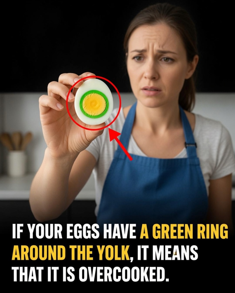 What causes the green ring around hard-boiled eggs?