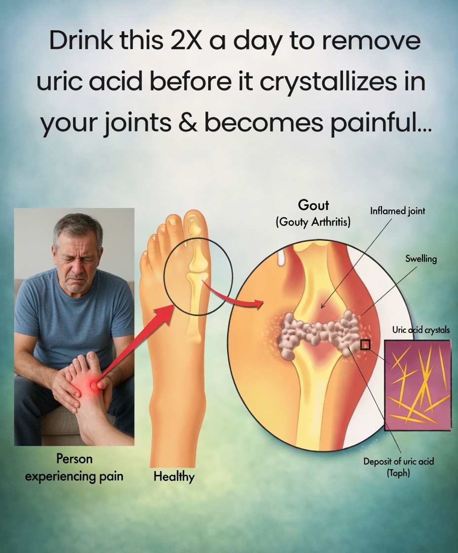 Drink this twice a day to remove uric acid before it crystallizes in your joints and becomes painful