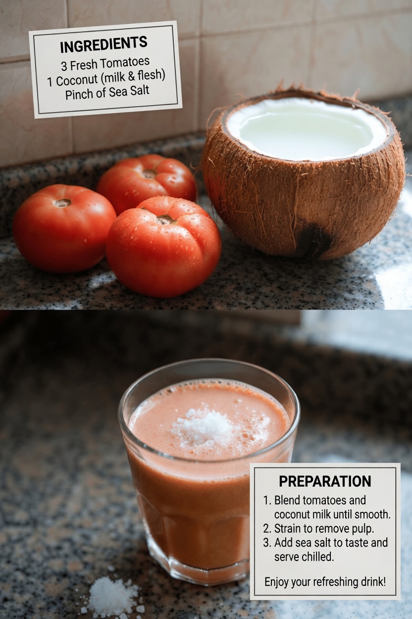 Simple Natural Drink with Tomato and Coconut Water to Support Kidney, Urinary, and Prostate Health