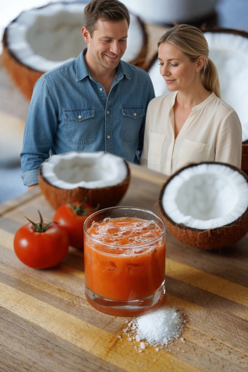 Simple Natural Drink with Tomato and Coconut Water to Support Kidney, Urinary, and Prostate Health